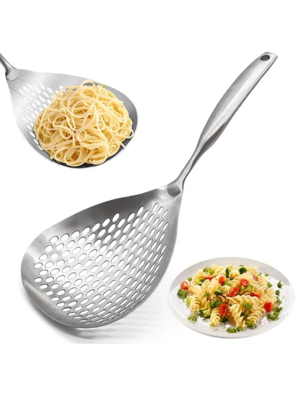 Stainless Steel Skimmer Spoon - Slotted Ladle for Cooking, Frying & Pasta